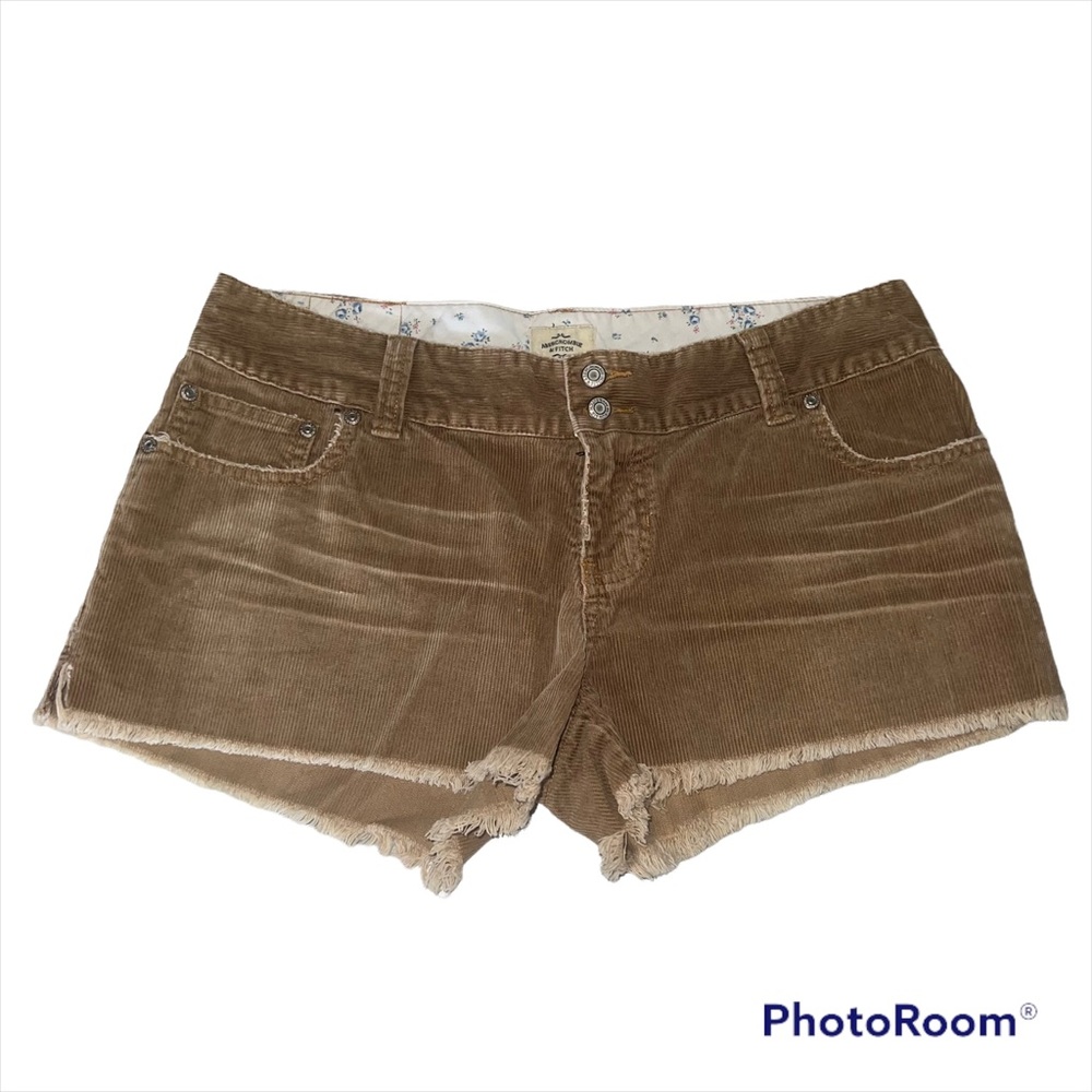 Abercrombie & Fitch frayed hem tan corduroy shorts size 8 - Picture 1 of 4